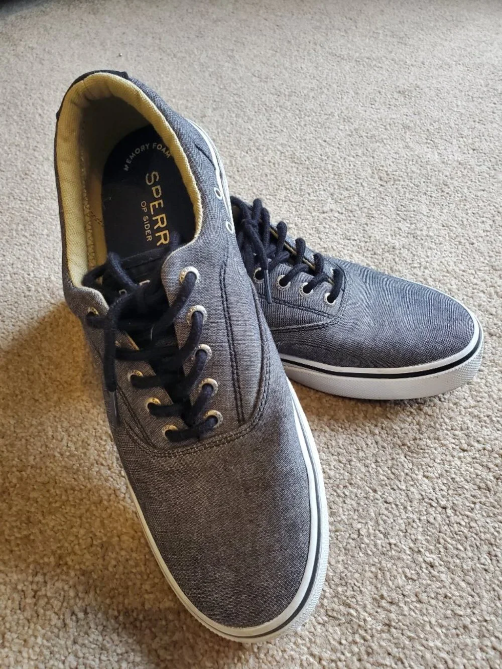 Sperry Top‑Sider STS13147 Grey Canvas Boat Shoes Men’s 10